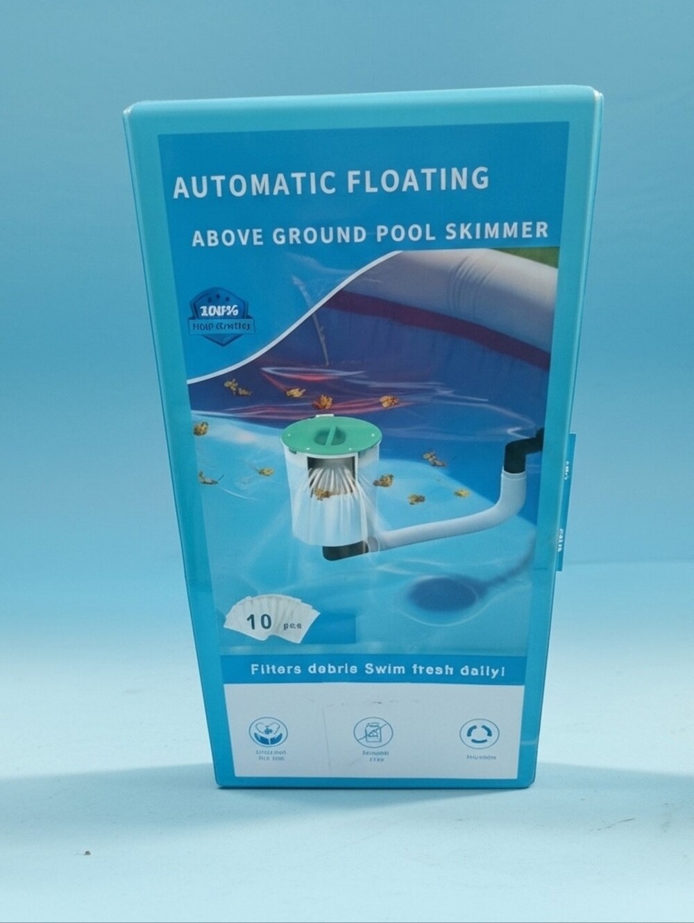 Automatic Floating Pool Skimmer White and Teal